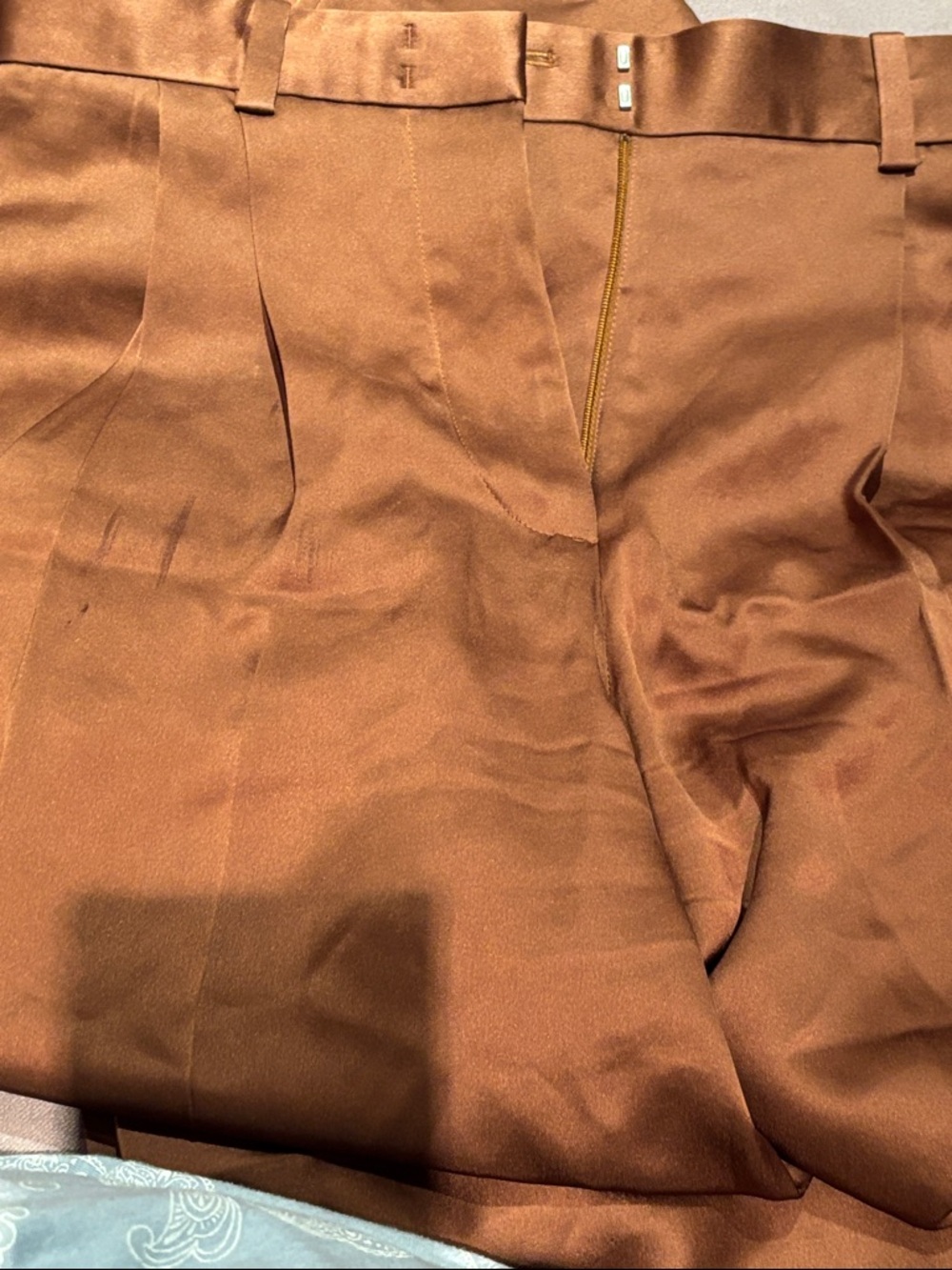 COS Wide-Leg High-Rise satin Trousers in Brown in size 2 - Picture 3 of 10